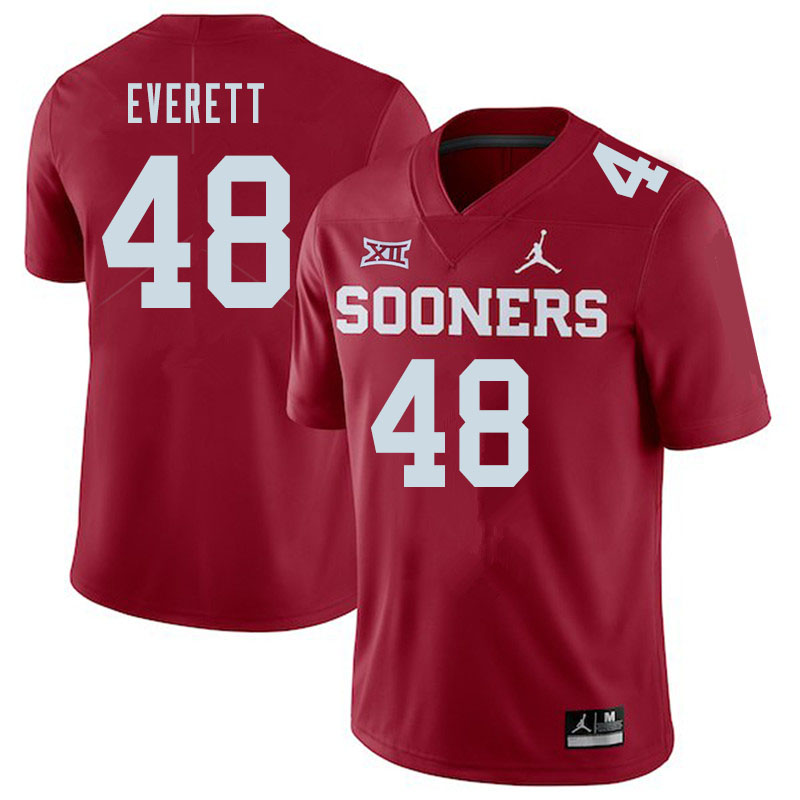 Oklahoma Sooners #48 Hunter Everett College Football Jerseys Sale-Crimson